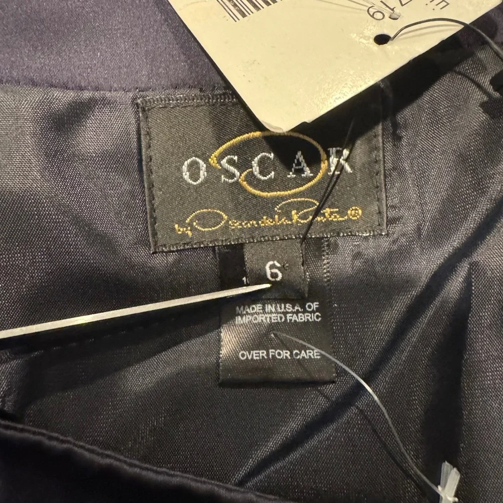 Oscar de la Renta Maxi‎ Skirt Womens 6 Navy Satin Bell Formal NEW